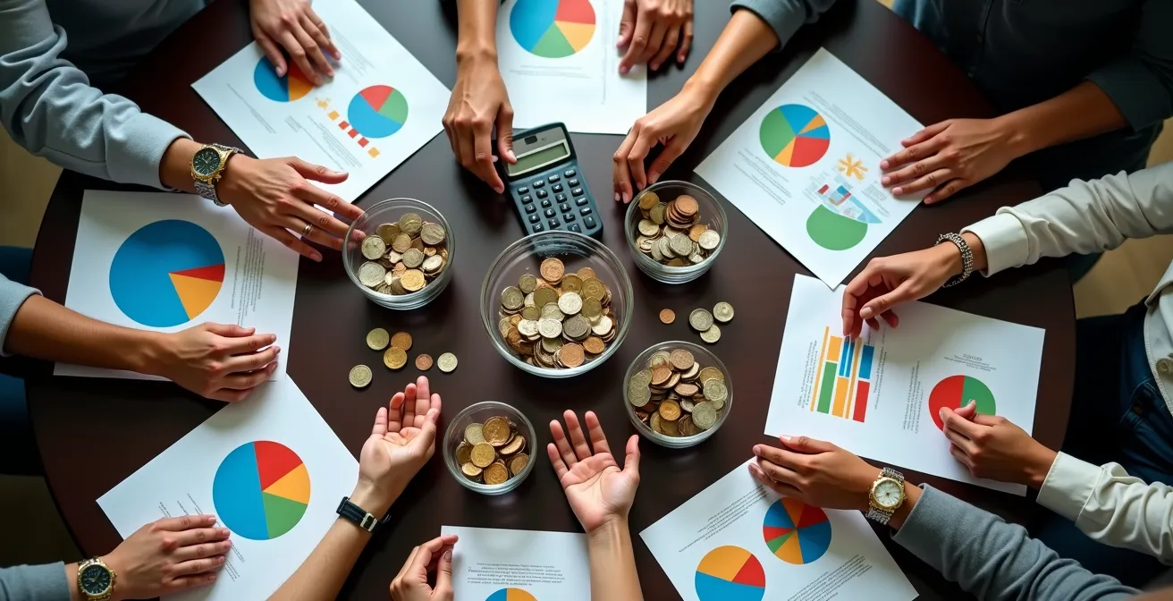 Visualisierung einer fairen Budgetplanung mit unterschiedlichen finanziellen Möglichkeiten in einer Gruppe