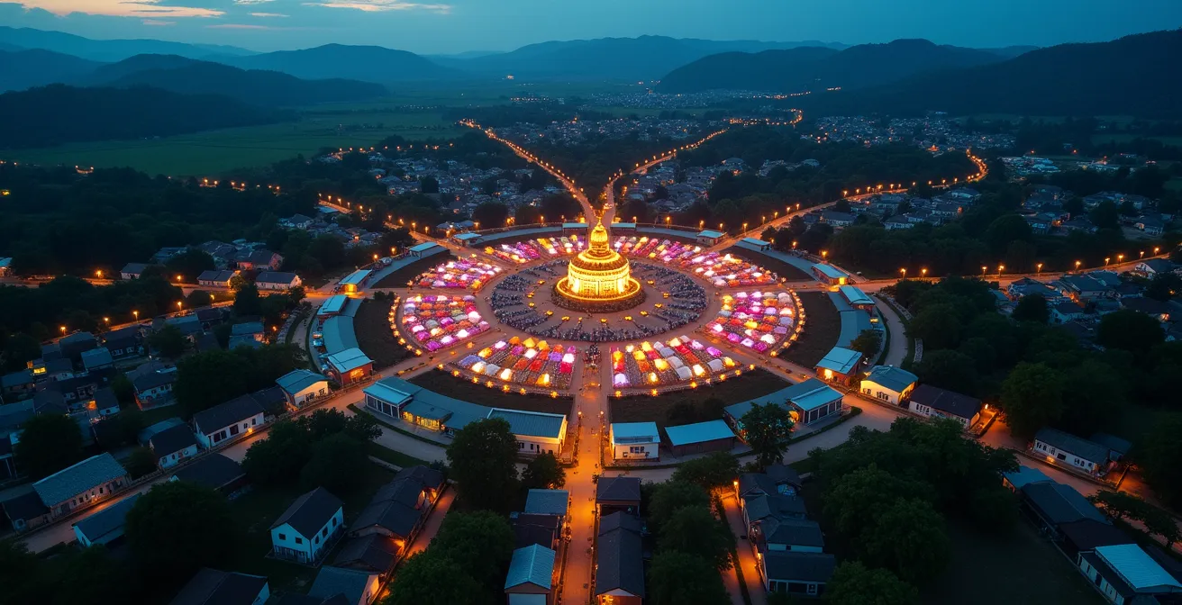 Visualisierung der Hub-and-Spoke Unterkunftsstrategie bei Festivals mit Nachbarstädten als Basen