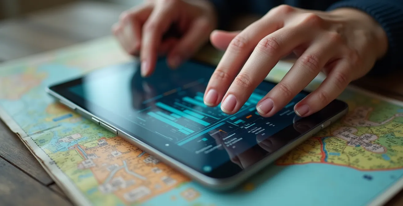 Besucher nutzt Smartphone zur Planung der besten Besuchszeit
